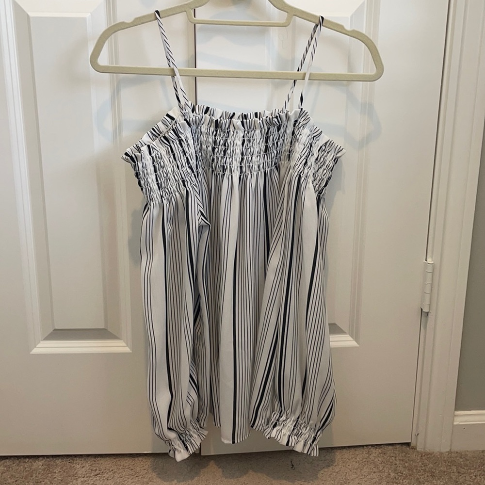 BP off the shoulder striped blouse